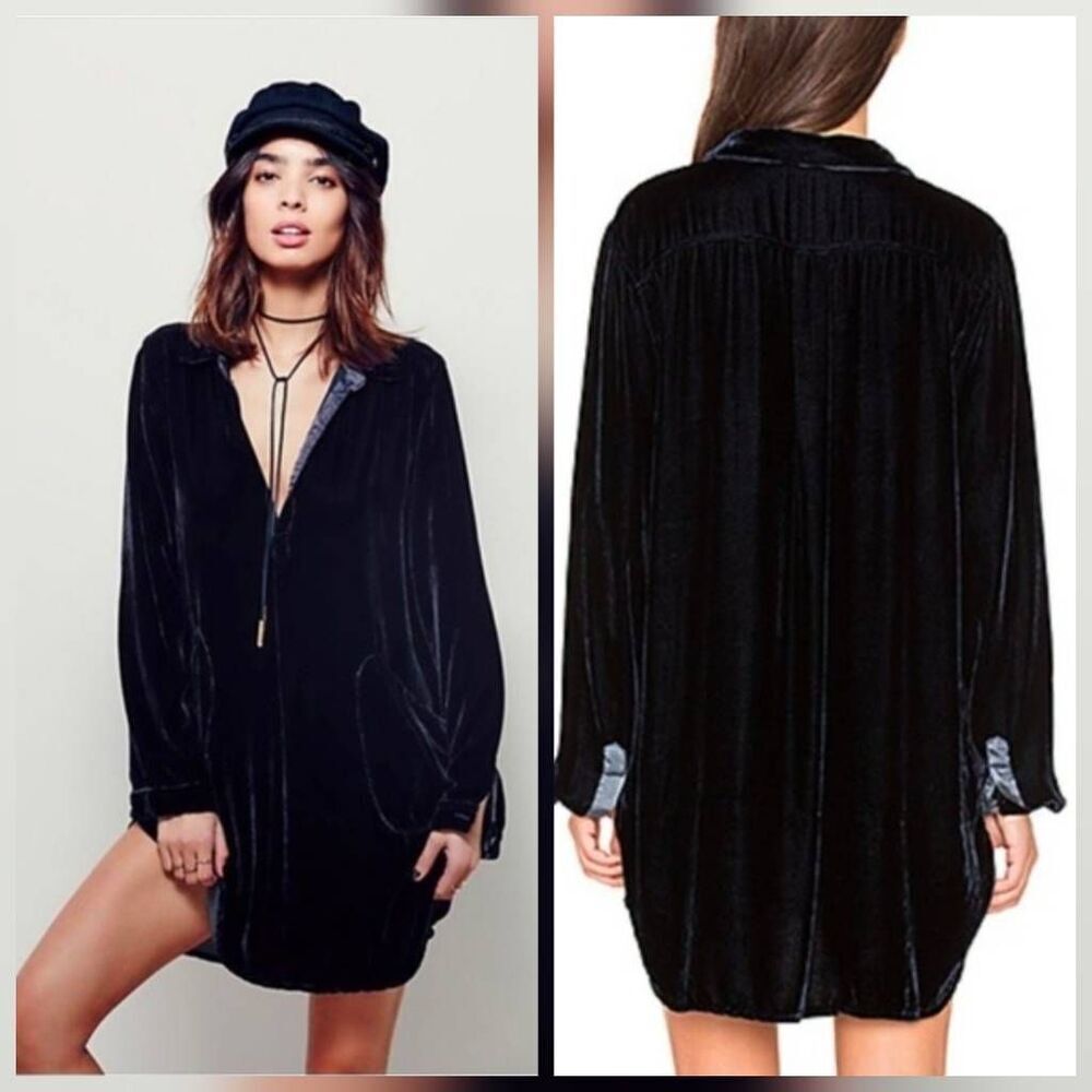 Free People x CP Shades She's Got It Slouchy Velvet Tunic Dress Sz. XS